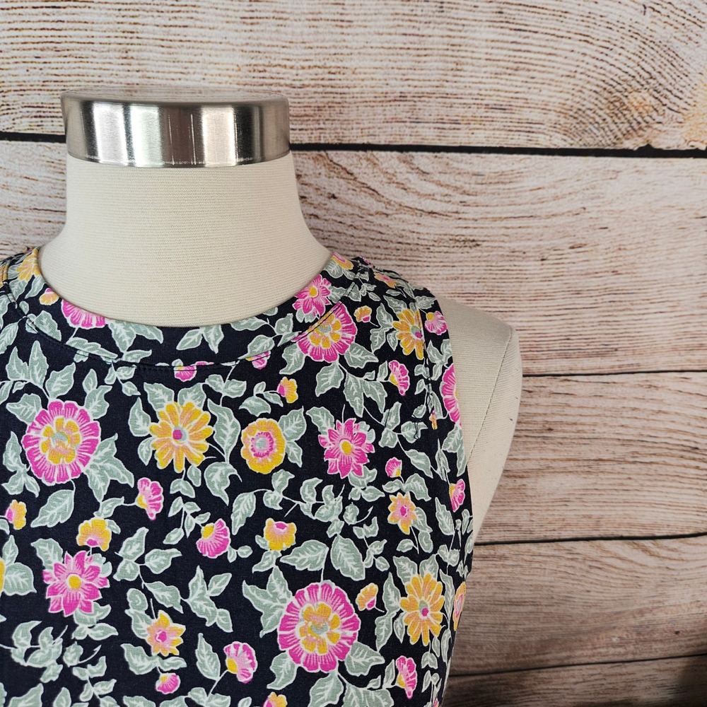 LOFT Outlet Womens Petite Medium Floral Sleeveless Shift Dress Navy Pink NWT - Picture 2 of 6
